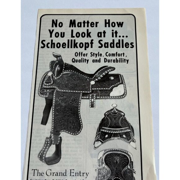 Schoellkopf Saddles Vintage Print Ad 1970s Grand Entry Western Gear Dallas TX - Picture 4 of 6